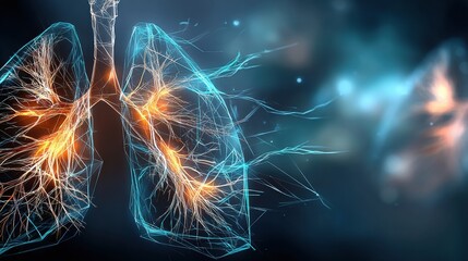 Poster - Close-up View of Lungs With Detailed Cracks and Smoke Veins Highlighting Respiratory Health and Issues