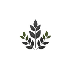 Poster - simple and elegant minimalist of stylized green leaves and branches arranged in a balanced symmetric