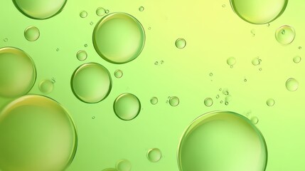 Poster - Abstract green background with floating spheres creating a visually appealing pattern, ideal for science, nature, or beauty related projects