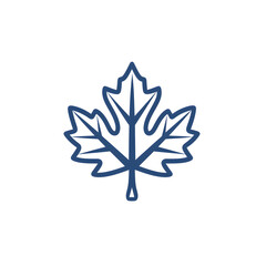 Poster - minimalist stylized outline of a maple leaf a natural symbol representing nature autumn and the coun