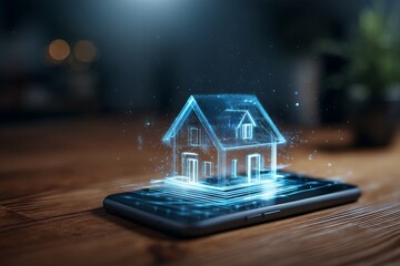 Aufkleber - A house is projected onto a phone screen