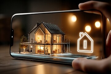 Aufkleber - A phone screen shows a house with a house icon