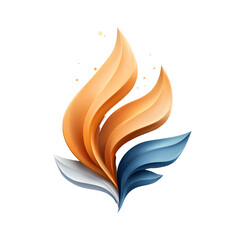Poster - A minimalist stylized icon depicting an abstract undulating flame like form in shades of blue and orange exuding a sense of movement energy and sophistication