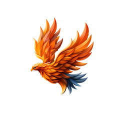 Poster - A stunning digital depicting a mythical phoenix bird emerging from a vibrant display of fiery feathers and abstract patterns symbolizing rebirth power and the beauty of nature