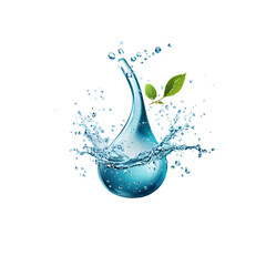 Poster - A dynamic and transparent water splash with a vibrant green leaf conveying a sense of purity freshness and environmental harmony