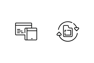 Leinwandbilder - File Synchronization With Data Transfer Process In A Line Icon Design