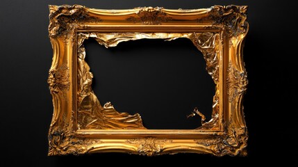 Poster - Horizontal ornate frame with blank space, gold leaf texture clearly visible