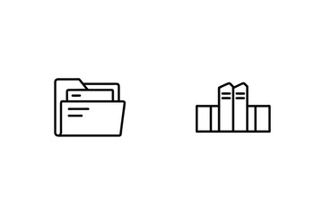 Leinwandbilder - Outline Icon Set Featuring A Folder And A City Building Structure