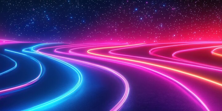 Vibrant twist enhances neon mist stream, textured background