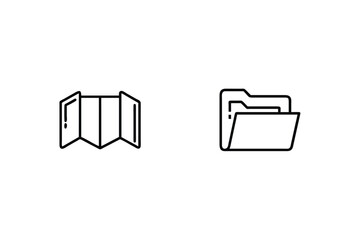 Leinwandbilder - Simple Line Art Illustration Of Map And Folder Data File Icon