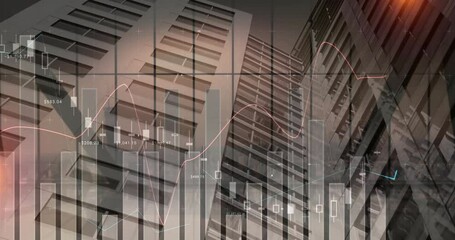 Poster - Stock market data being animated in double?exposure scene, featuring candlestick bars, line graphs