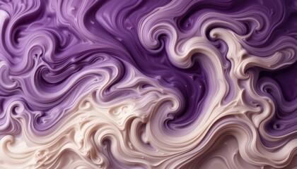 Poster - Swirling abstract design digital art creation colorful purple and cream patterns artistic environment close-up viewpoint fluid motion concept for visual impact