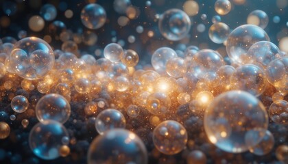Poster - bubbles rising in a fluid environment abstract visuals colorful background digital art close-up view