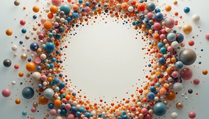 Poster - Vibrant colorful sphere arrangement abstract art installation creative display modern interior aerial view visual harmony