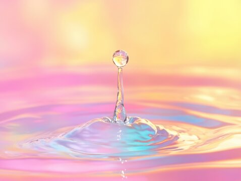 Spinning pastel drop, radiant haze, subtle background