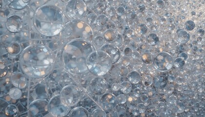 Poster - Captivating bubbles floating indoor space abstract photography bright environment close-up view visual depth