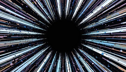 Poster - Dynamic light burst abstract universe digital art dark space wide-angle view cosmic energy