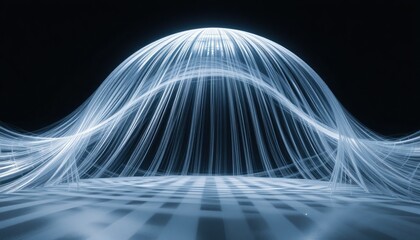Fototapete - Dynamic wave patterns abstract digital space 3d visualization futuristic environment aerial view conceptual art for modern interfaces