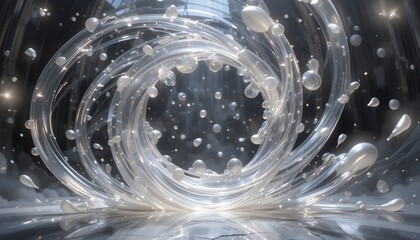 Poster - Dynamic swirling bubbles abstract space digital art contemporary environment close-up view fluid motion concept