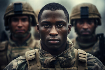 Leinwandbilder - Generated with ai image of young male soldier wearing camouflage uniform during a military operation