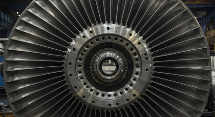 Poster - Detailed Metallic Turbine Engine Rotor of Power Generation Technology Industrial Equipment