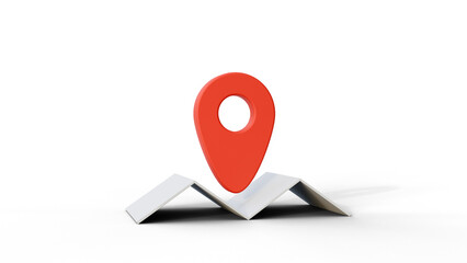Fototapete - Map pin glossy red arrow. The concept of tagging a sign landmark needle tip to create a route search. Red pin and map illustarion isolated on background.