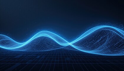 Poster - Dynamic flow of data waves digital space abstract visuals tech environment side view conceptual representation for innovation