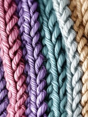 Aufkleber - Close-up Look at Cozy Knitted Wool Texture Showcasing Pastel Colors and Intricate Patterns Perfect for Crafting Enthusiasts