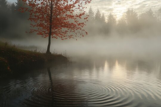 Shimmer fog rises, a surreal ripple, background hinted