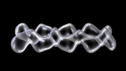 Poster - White Light Shape Animation With Waves Against Black Background