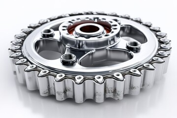 Poster - Detailed view of a metallic gear wheel showcasing precision engineering and industrial design