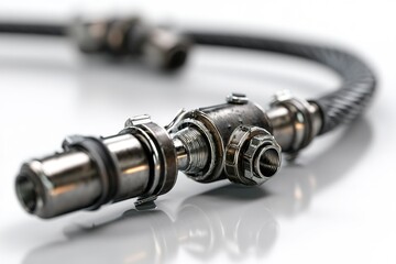 Poster - Close-up of a metal connector and hose used in industrial applications showing intricate details and craftsmanship