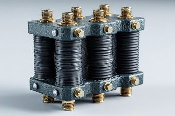 Poster - Component assembly showcasing a spring design with metallic connections suitable for various mechanical applications