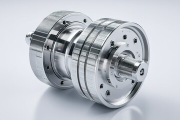 Poster - High-performance metal turbine engine component showcasing precision engineering and craftsmanship in a studio setting
