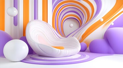 Poster - Vibrant 3d abstract art installation contemporary digital design perspectives