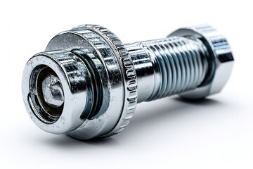 Poster - Chrome bolt with fine threads and a hexagonal head displayed on a clean surface