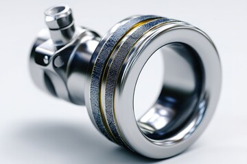 Poster - Detailed close-up of a polished metal mechanical component showcasing intricate design and craftsmanship