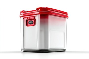 Poster - Clear storage container with red lid ideal for organizing household items in a modern setting