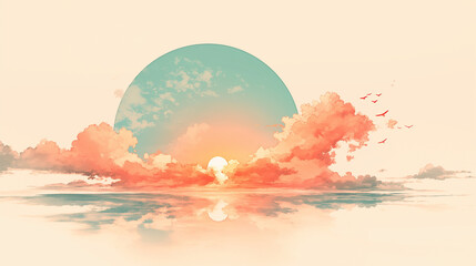 Wall Mural - sunset over the sea