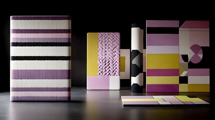 Poster - Geometric abstract art display modern gallery digital portfolio indoor space front view clean design
