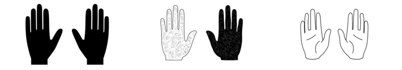 Poster - Unique vector icons of hands in different styles showcasing diversity and communication concepts