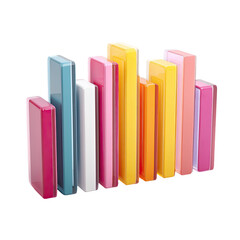 Poster - Collection of vibrant vertical rectangular prisms arranged on a transparent background showcasing various colors and glossy textures.