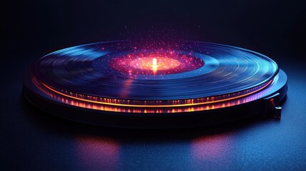Poster - Glowing Vinyl Record: A Symphony of Light and Sound
