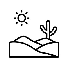 Poster - Desert landscape with cactus and sun illustration vector graphic arid climate scenery dry land