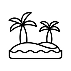 Poster - Outline island palm trees tropical beach vacation summer holiday travel destination paradise vector icon