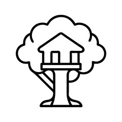 Poster - illustration of tree house treehouse birdhouse bird house nature outdoor design vector art line art
