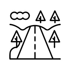 Poster - Illustration of road trip with trees and cloud landscape scenery travel adventure journey nature outdoors