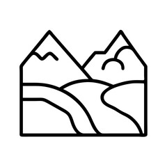 Poster - Mountain landscape nature scenic peak range outdoor travel tourism adventure hiking drawing line art