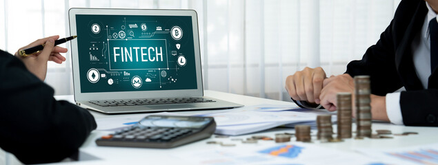 Poster - fintech financial technology software for brisk business to analyze marketing strategy