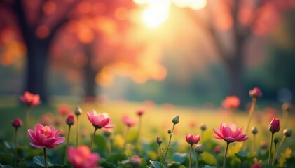 Wall Mural - abstract blurred nature scene, soft focus, calming hues, tranquil, pattern